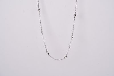 DTTX- 14KW 2.46g .65ctw Diamond By The Yard Necklace 16-18&quot;