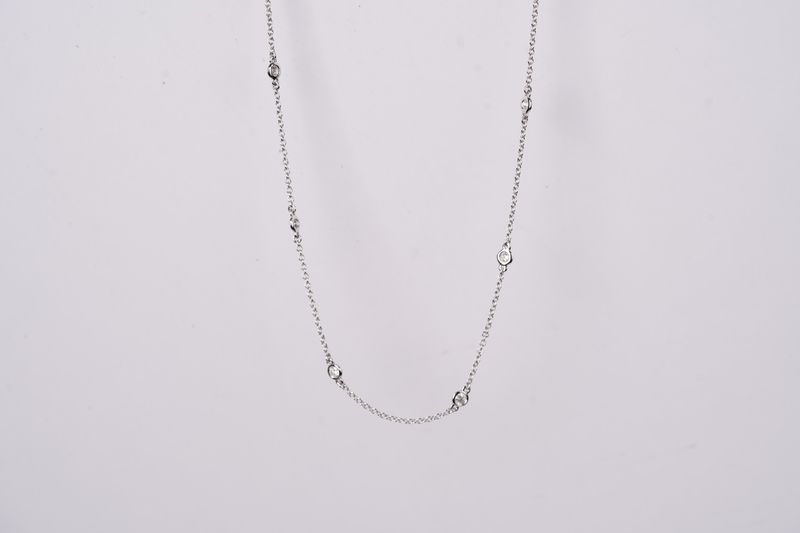 DTTX- 14KW 2.46g .65ctw Diamond By The Yard Necklace 16-18&quot;