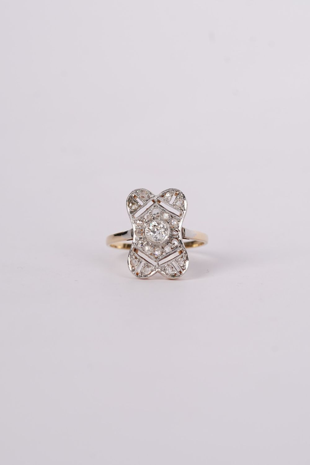 VTIT-Plat/18KY 2.5g 1.00ctw (0.50ctr) I/SI2 Old Mine Cut Diamond Antique Ring (size 9.5)