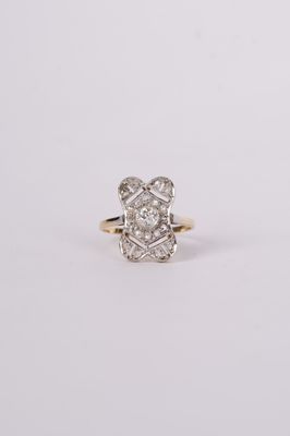 VTIT-Plat/18KY 2.5g 1.00ctw (0.50ctr) I/SI2 Old Mine Cut Diamond Antique Ring (size 9.5)