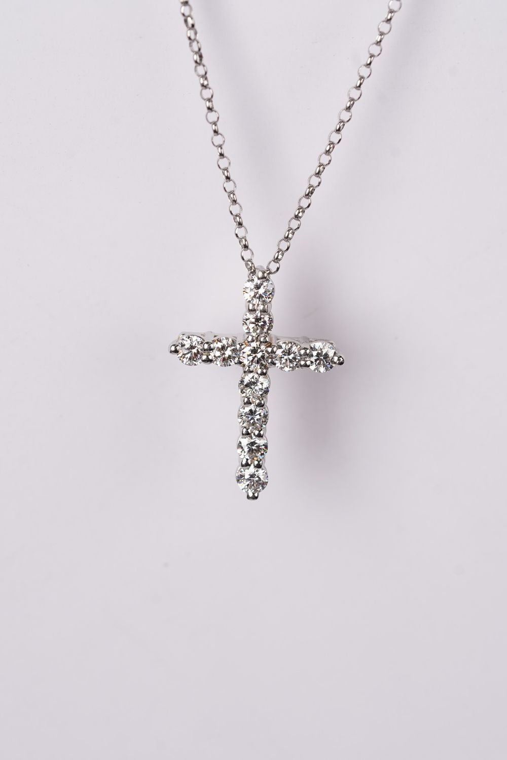 DETX- Platinum 6.0g .95ctw Diamond Cross Necklace 19&quot;