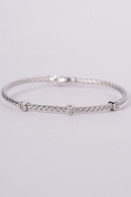 VVT- Sterling &amp; Diamond Bangle Bracelet