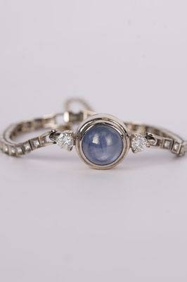 VVTT- 14KW 13.8g 8.86ctw (7.50ctr) Star Sapphire &amp; Diamond Vintage Bracelet