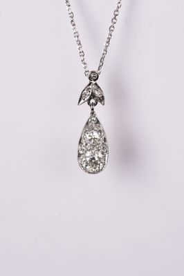RVVLX- Platinum/WG 4.71g 2.50ctw Vintage Diamond Necklace 16-18&quot;