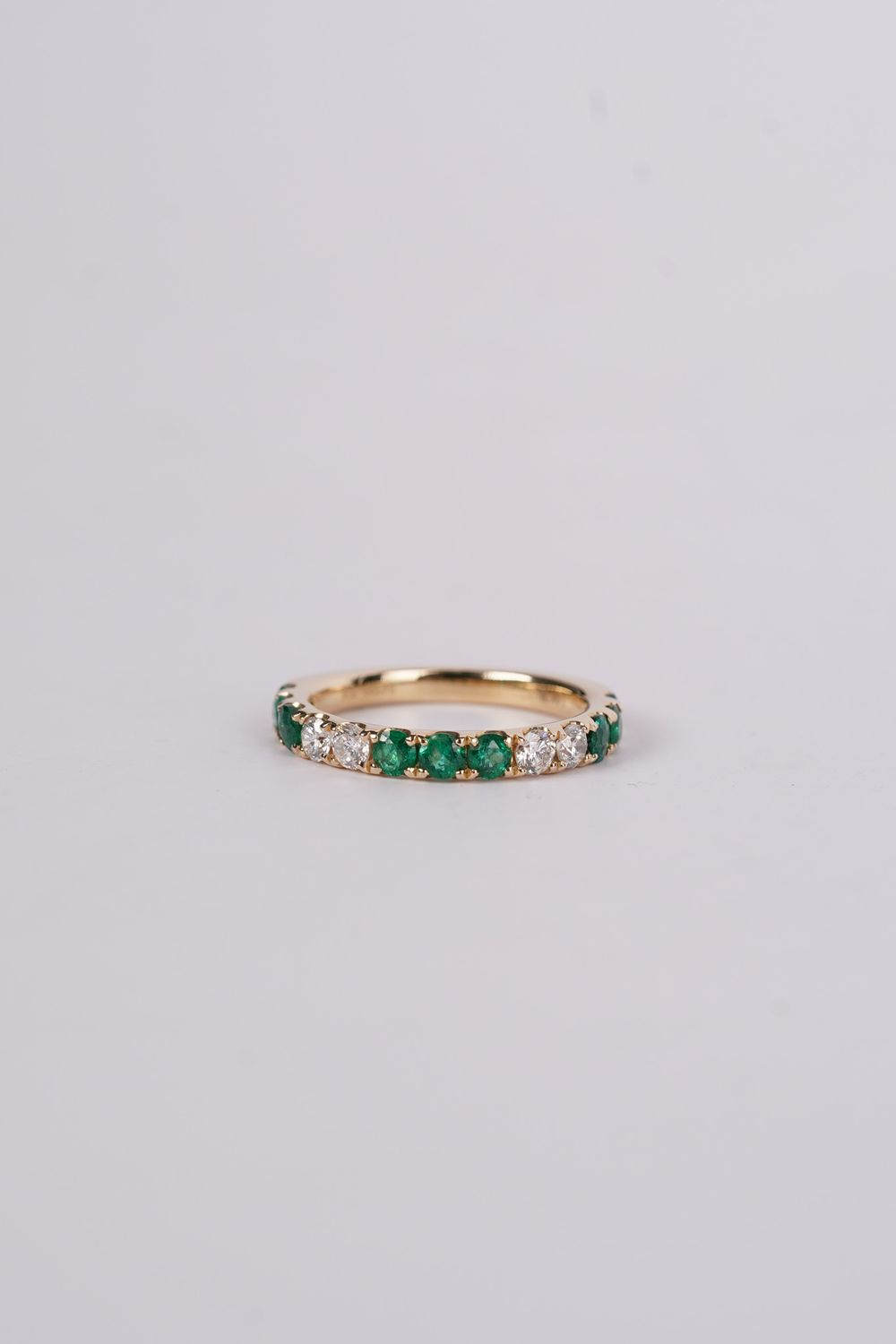 RTTX- 14KY 3.12g 1.31ctw Emerald &amp; Diamond Stackable Band (size 7)