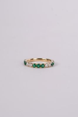 RTTX- 14KY 3.12g 1.31ctw Emerald &amp; Diamond Stackable Band (size 7)
