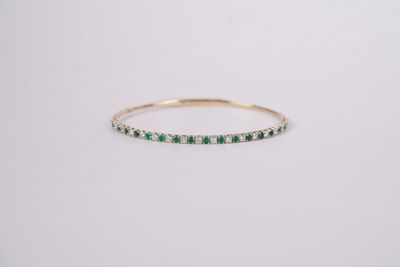 VVTT- 14KWY 7.17g 1.70ctw Emerald &amp; Diamond Flex Bangle Bracelet