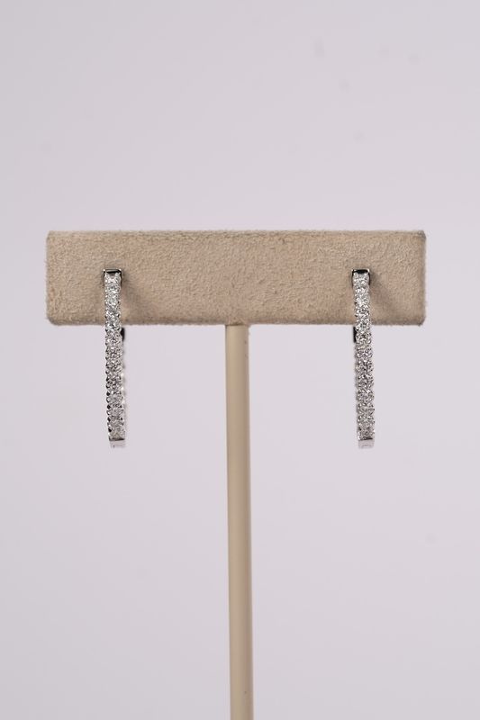 BBTX- 14KW 3.66g .97ctw Diamond Inside/Out Hoop Earrings