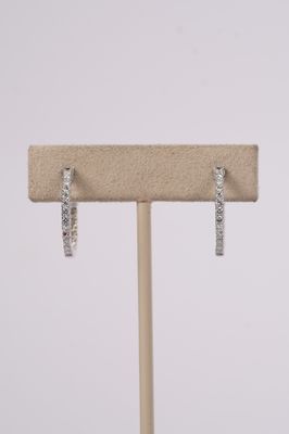 RTTX- 14KW 3.00g .75ctw Diamond Inside/Out Hoop Earrings