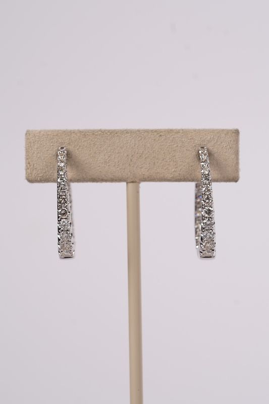 VATT- 14KW 12.04g 2.06ctw Diamond Inside/Out Hoop Earrings