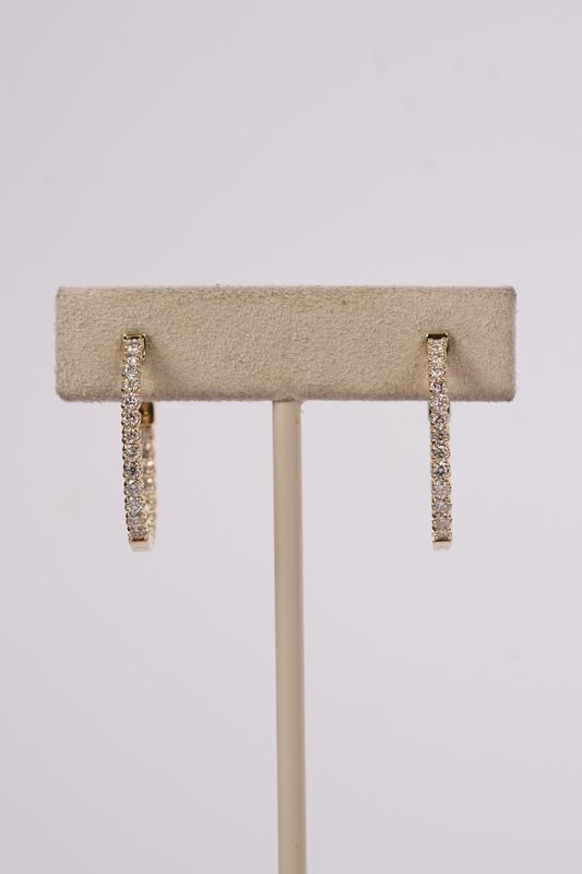 BDIX- 14KY 3.57g 1.00ctw Diamond Inside/Out Hoop Earrings