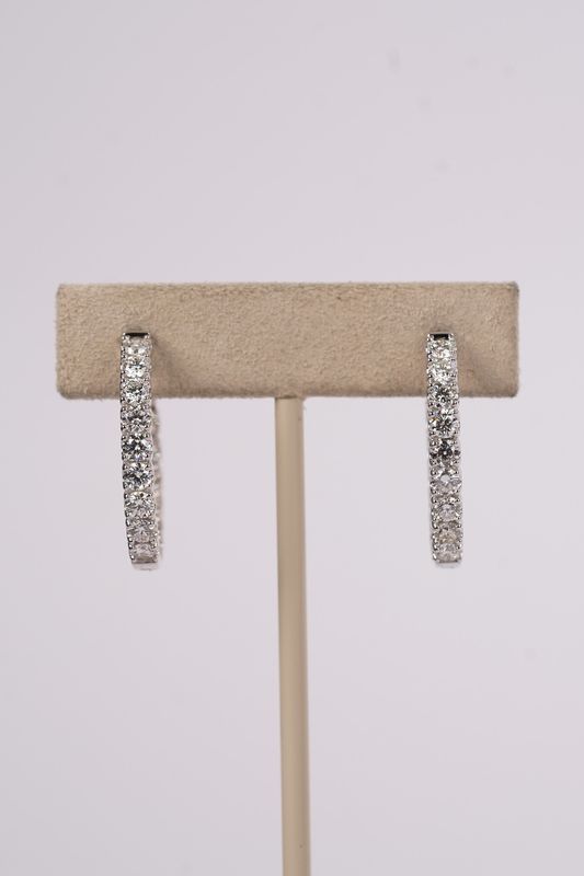 ATPT- 14KW 7.62g 3.00ctw Diamond Inside/Out Hoop Earrings