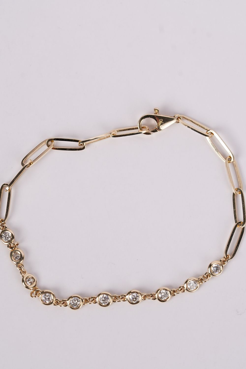 RIIX- 14KY 3.50g .70ctw Diamond Bezel Fashion Bracelet 7&quot;