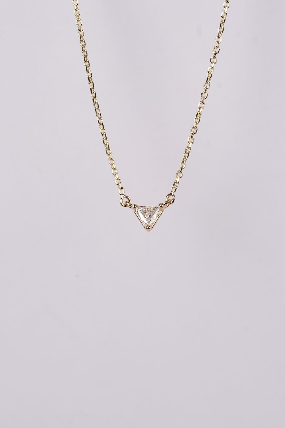 ERTX- 14KY 2.00g I/SI1 Trillion Diamond Solitaire Necklace 16-18&quot;