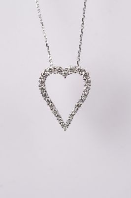 BVRX- 14KW 4.28g .92ctw Diamond Heart Necklace 16-18&quot;