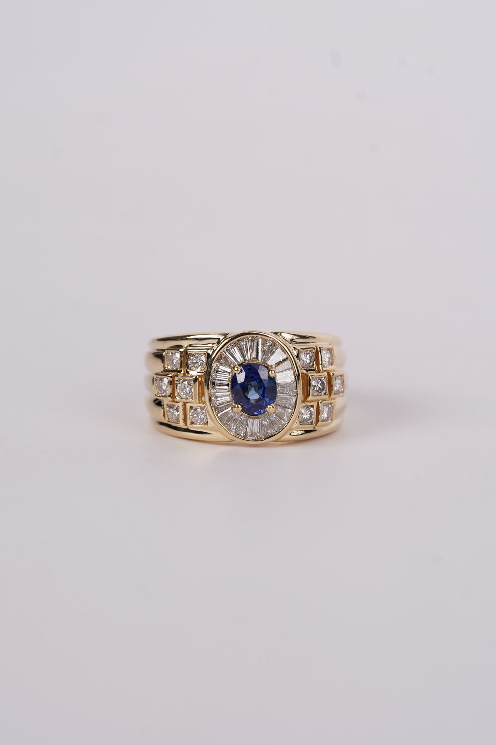 LTTX- 18KY 11.05g 1.98ctw (.98ctr) Sapphire &amp; Diamond Fashion Ring (size 8.5)