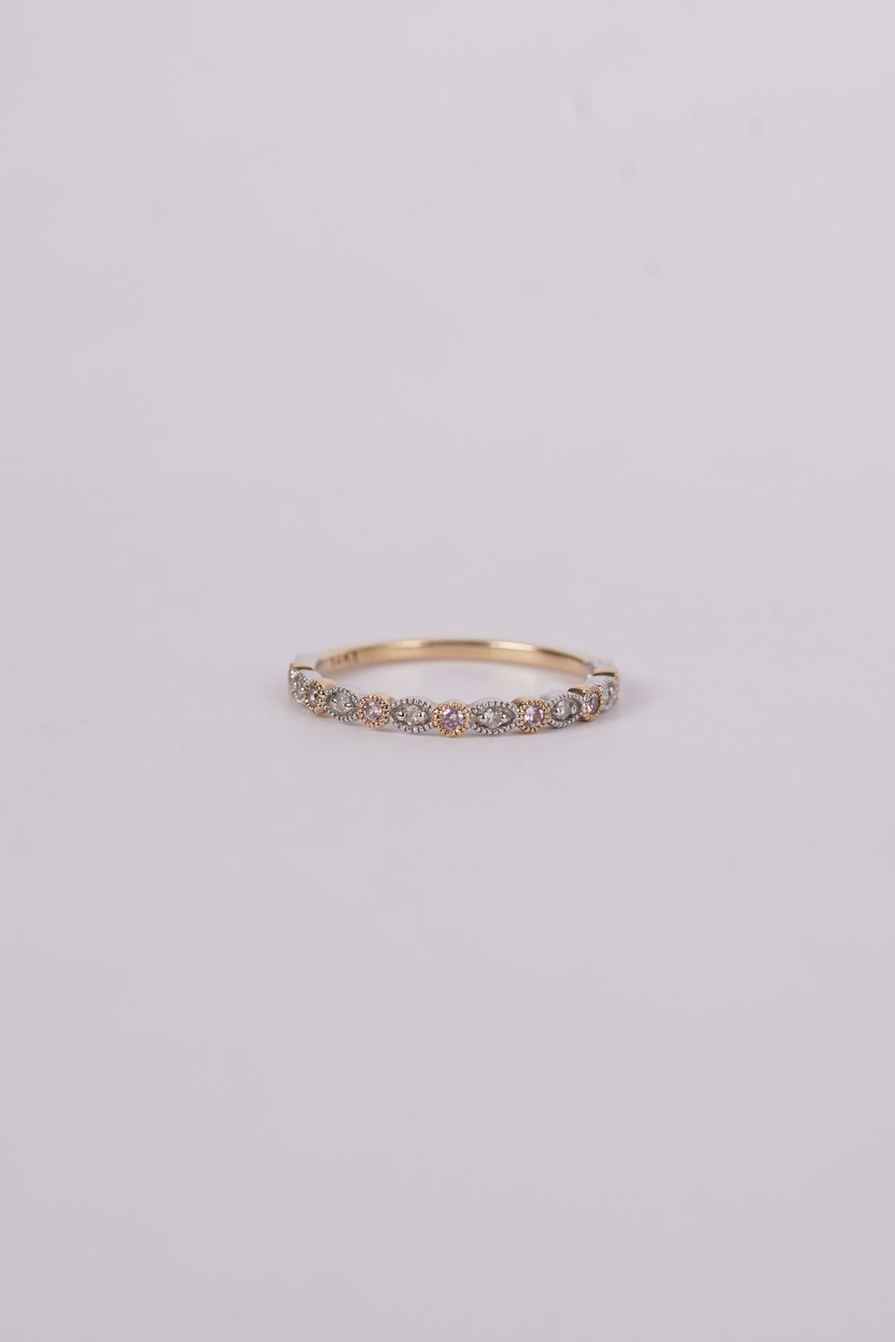 VVT- 14KYW 1.5g .20ctw Diamond &amp; Pink Sapphire Stackable Band (size 7)