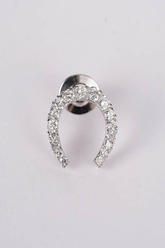 NETX- 14KW 4.41g 1.20ctw Diamond Art Deco Horseshoe Pin