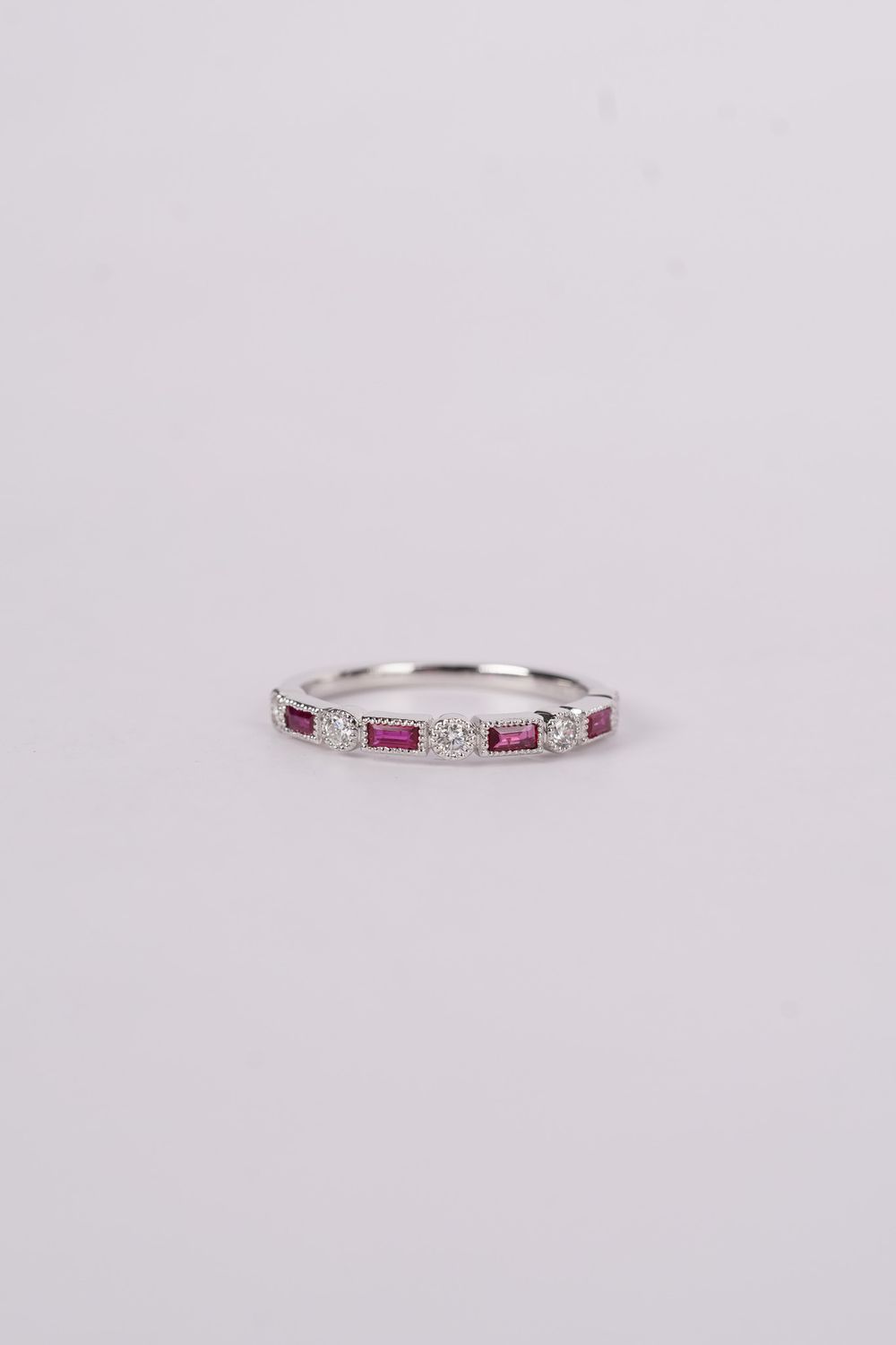 DADX- 18KW 2.25g .39ctw Ruby &amp; Diamond Stackable Band (size 6.5)