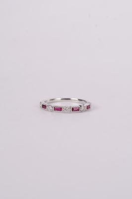 DADX- 18KW 2.25g .39ctw Ruby &amp; Diamond Stackable Band (size 6.5)