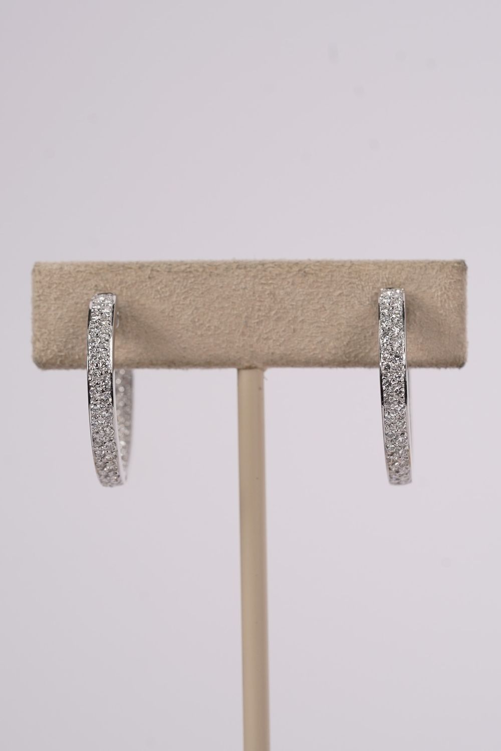 VTPT- 18KW 6.24g 1.50ctw Round Pavè Inside/Out Hoop Earrings