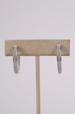 VTPT- 18KW 6.24g 1.50ctw Round Pavè Inside/Out Hoop Earrings