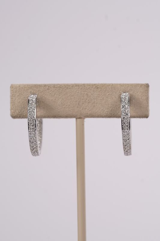 VTPT- 18KW 6.24g 1.50ctw Round Pavè Inside/Out Hoop Earrings