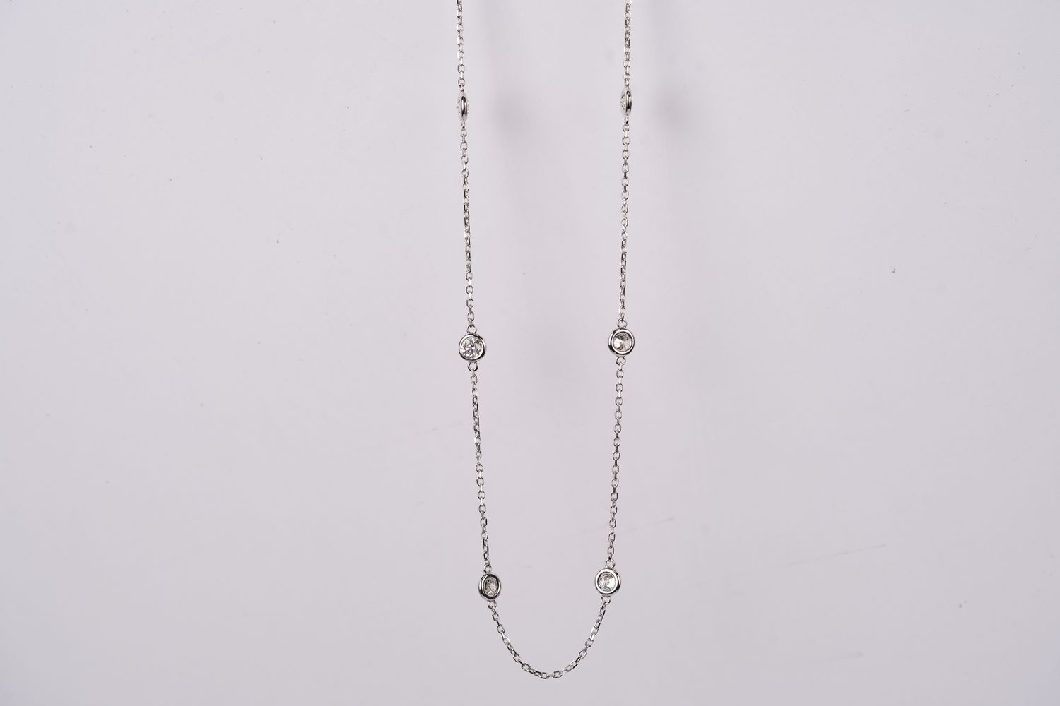 VITTX- 14KW 4.39g 2.05ctw Diamond By The Yard Necklace 18&quot;