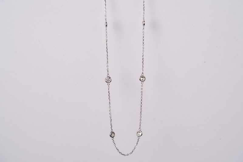 VITTX- 14KW 4.39g 2.05ctw Diamond By The Yard Necklace 18&quot;