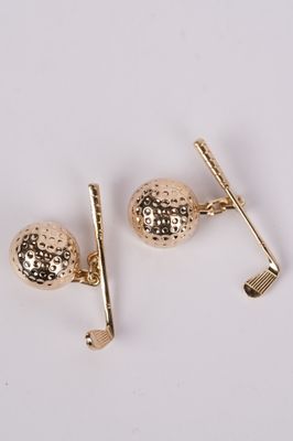 VBE- 14KY 4.61g Golf Ball &amp; Club Cuff Links