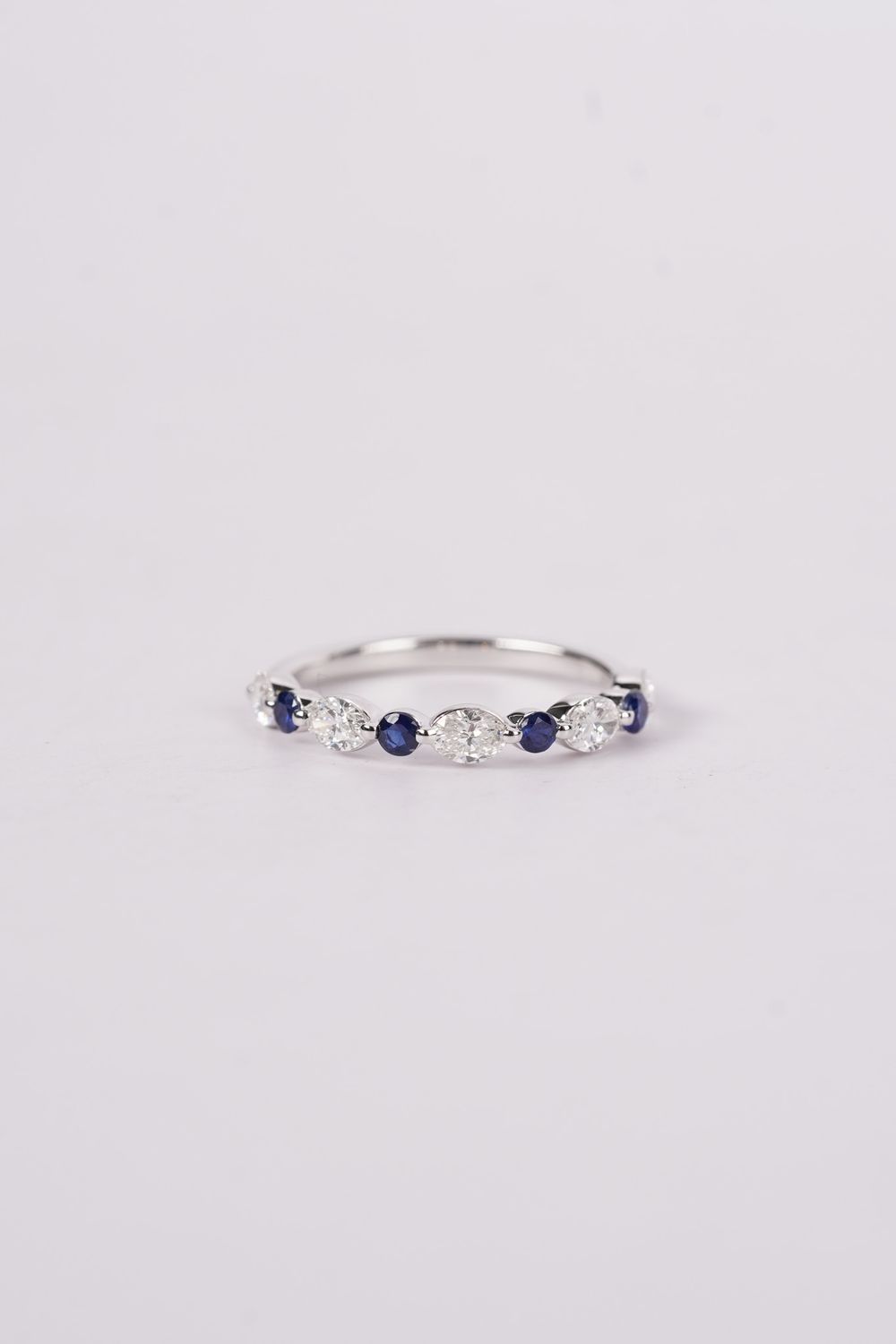 VDVA- 14KW 1.76g .65ctw Sapphire &amp; Marquise Diamond Stackable Band (size 6.5)