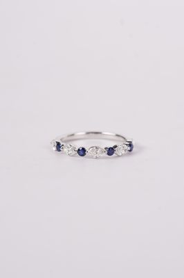 VDVA- 14KW 1.76g .65ctw Sapphire &amp; Marquise Diamond Stackable Band (size 6.5)