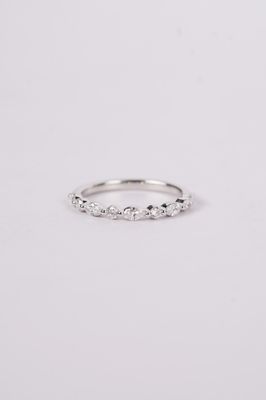 LELX- 14KW 1.73g .55ctw Marquise &amp; Round Diamond Single Prong Stackable Band (size 6.5)
