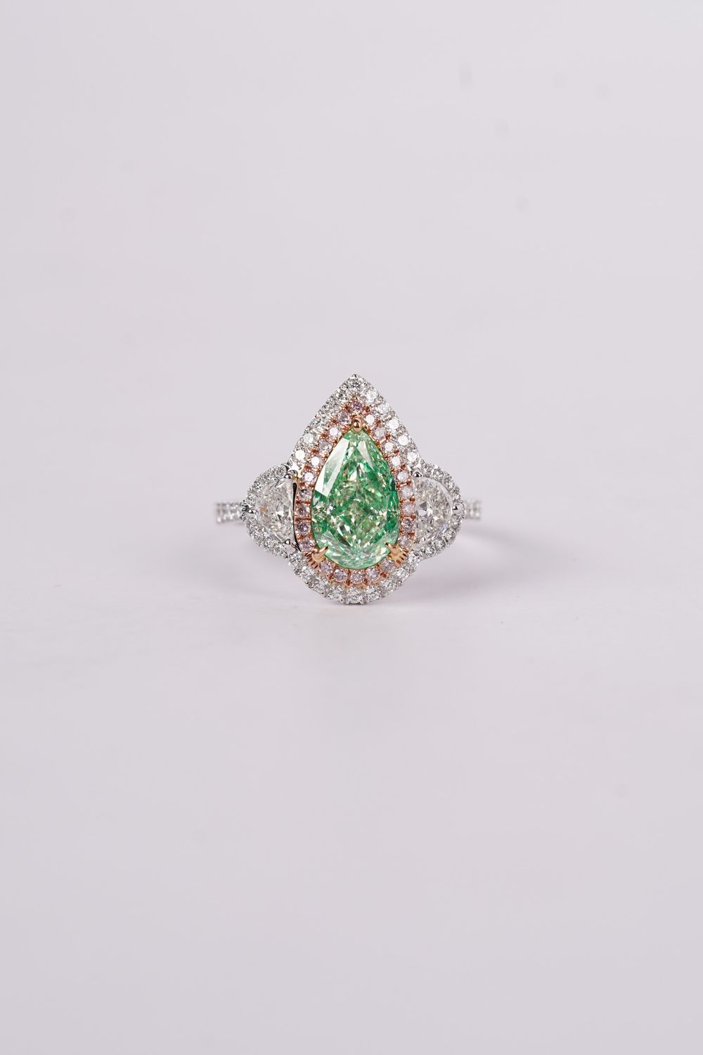 VDTPT- 18KW 4.46g 3.05ctw (2.01ctr) GIA Fancy Color/SI2 Pear Diamond Halo Engagement Ring (size 6.5)