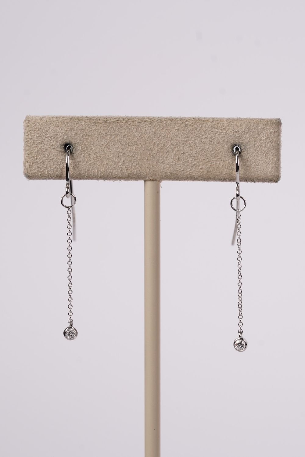 VAL- 14KW .08ctw Bezel Dangle Earrings