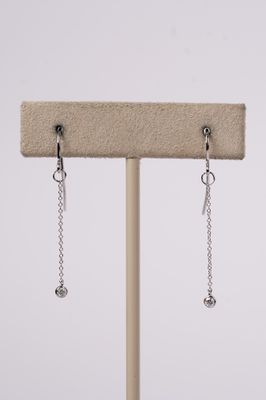 VAL- 14KW .08ctw Bezel Dangle Earrings