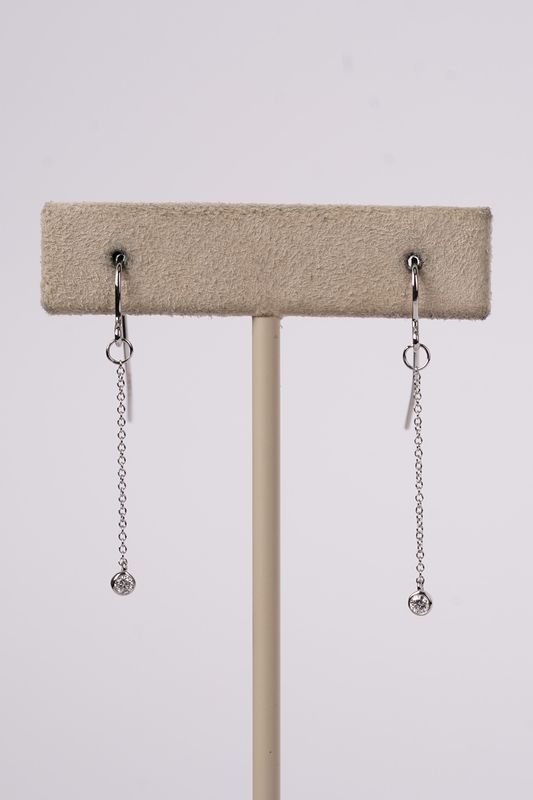 VAL- 14KW .08ctw Bezel Dangle Earrings
