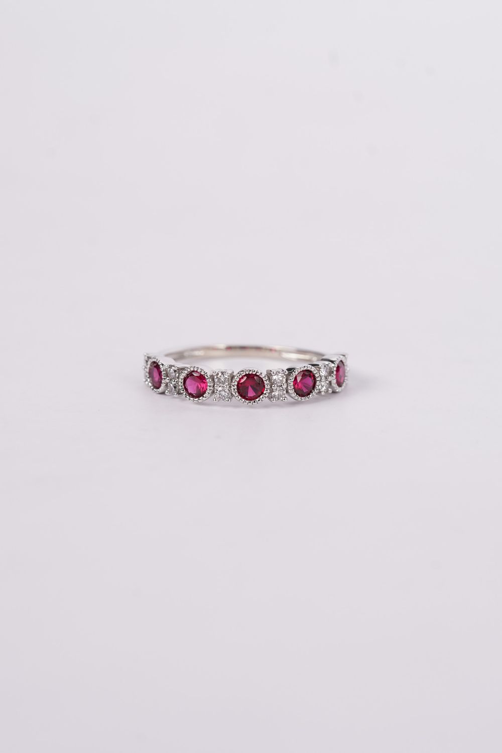 ANB-14KW 2g .84ctw Ruby &amp; Diamond Stackable Band (size 7)