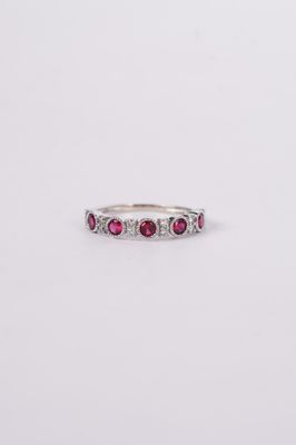 ANB-14KW 2g .84ctw Ruby &amp; Diamond Stackable Band (size 7)