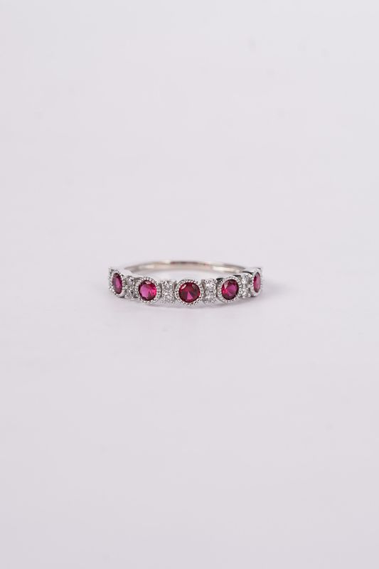 ANB-14KW 2g .84ctw Ruby &amp; Diamond Stackable Band (size 7)