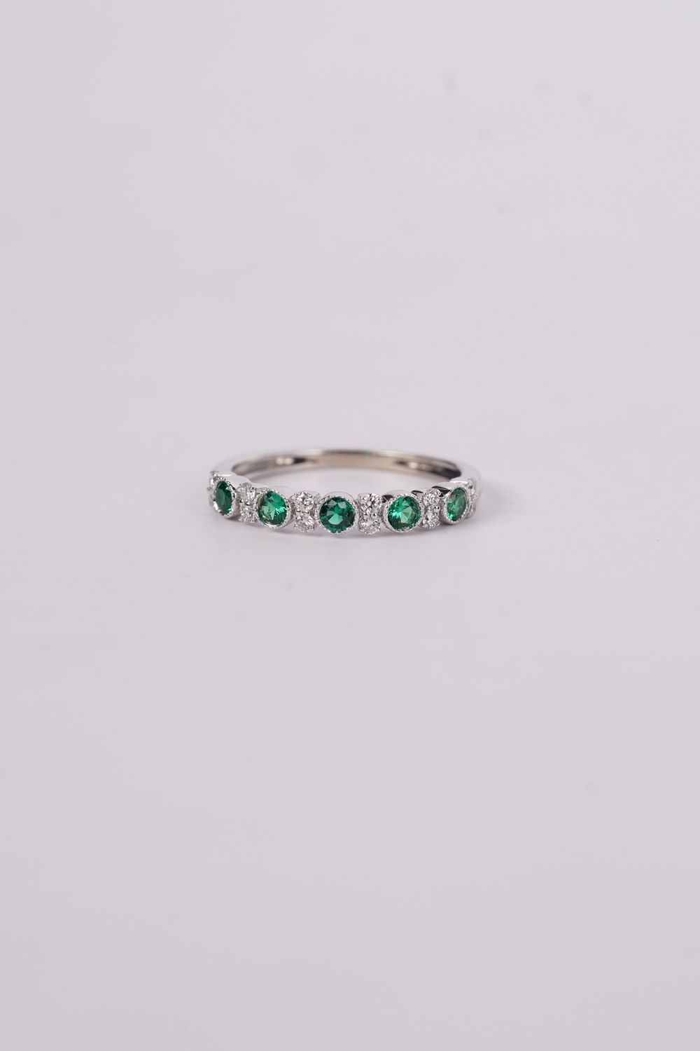 ABT-14KW 2g .46ctw Tsavorite Garnet &amp; Diamond Stackable Band (size 7)