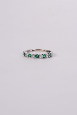 ABT-14KW 2g .46ctw Tsavorite Garnet &amp; Diamond Stackable Band (size 7)