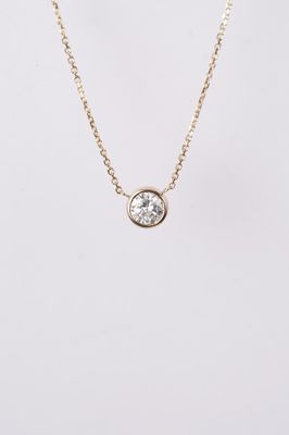 BREX- 14KY 2.76g .90ct I/I1 Round Diamond Bezel 16-18&quot;