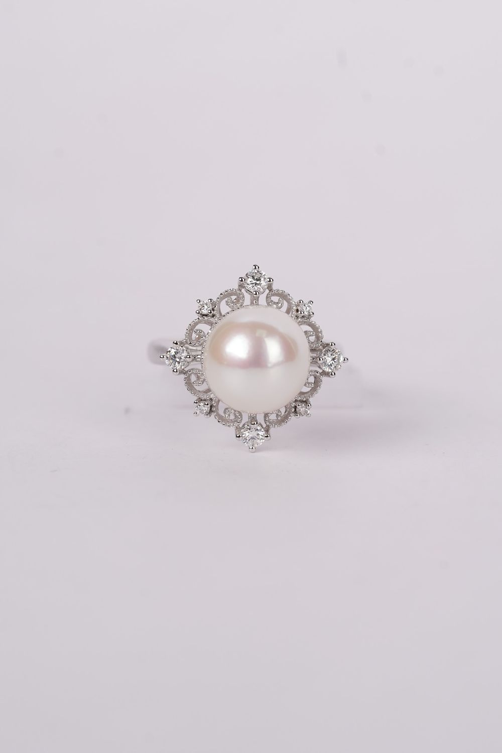 DLDX- 14KW 4.17g .49ctw Diamond 9.5mm Pearl Fashion Ring (size 6)