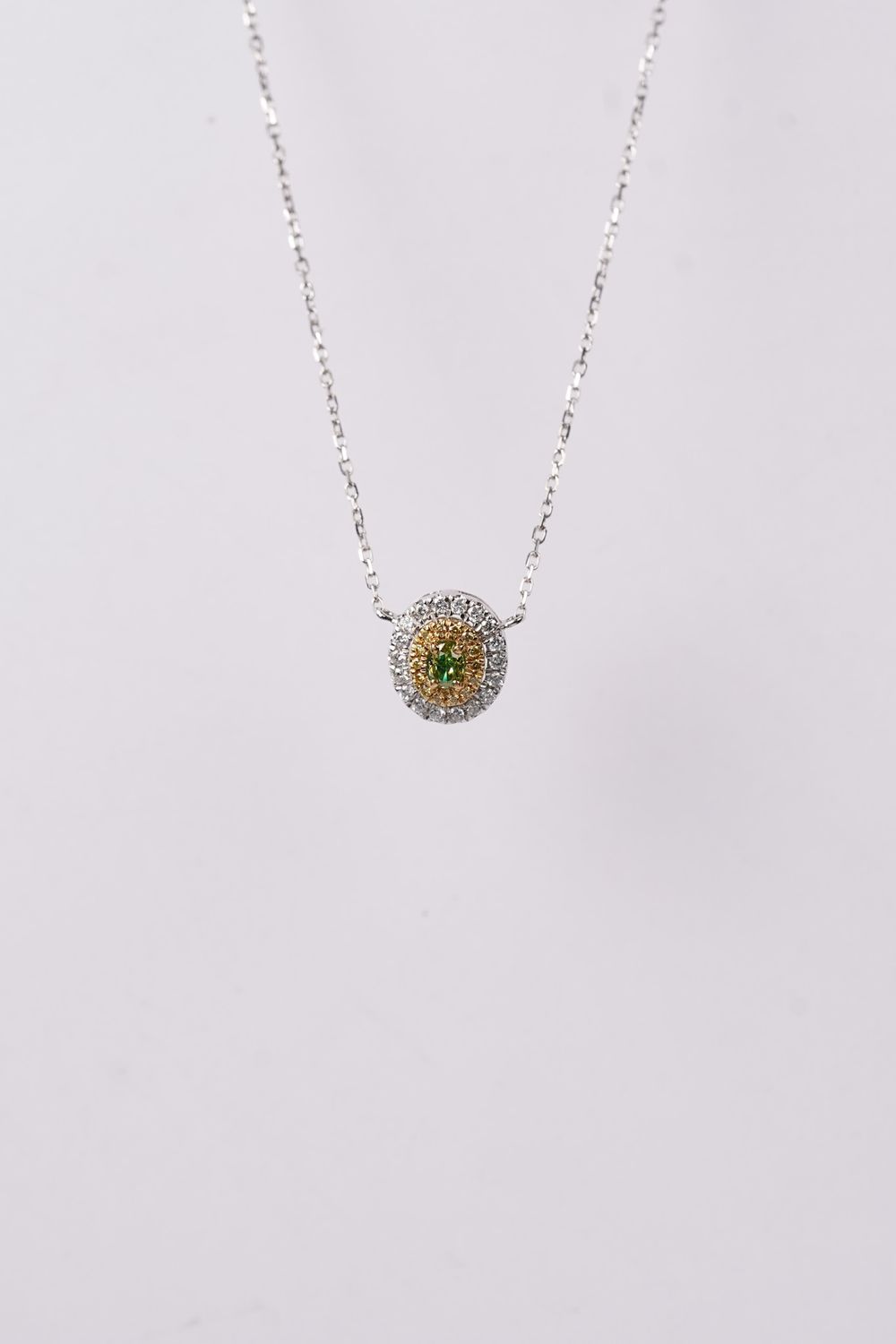 DITX- 18KW 1.91g .45ctw Diamond Halo Fashion Necklace 18&quot;