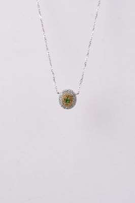 DITX- 18KW 1.91g .45ctw Diamond Halo Fashion Necklace 18&quot;