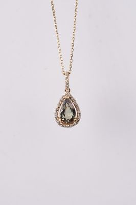 ALTT- 14KY 3.00g 1.41ctw (1.21ctr) GIA Alexandrite &amp; Diamond Halo Pendant 18&quot;