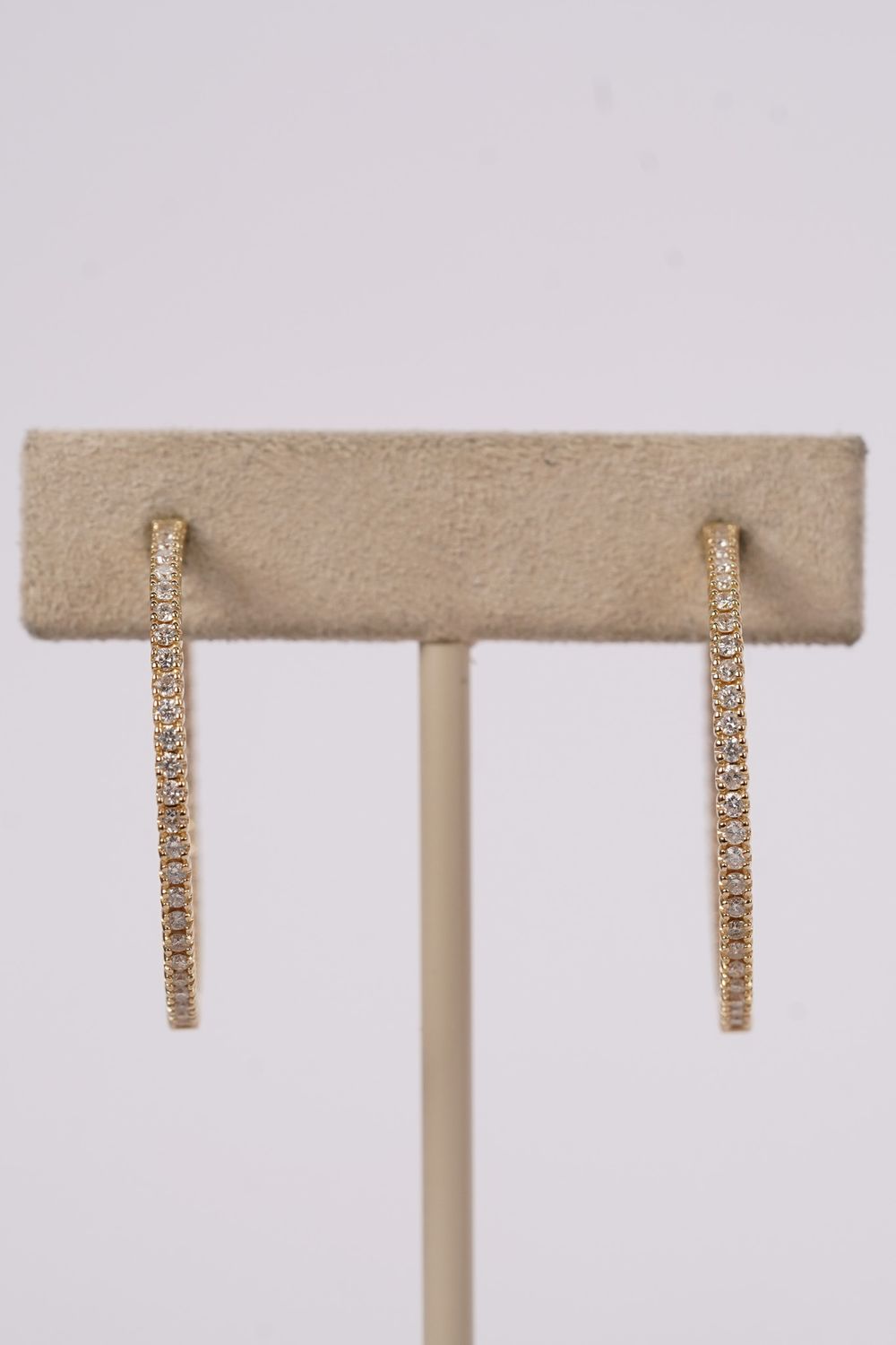 BLTX- 14KY 5.27g 1.20ctw Round Diamond Inside/Out Hoop Earrings