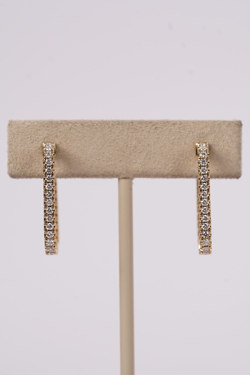 VVNB- 14KY 6.17g .77ctw Diamond Rectangle Inside/Out Hoop Earrings