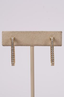 VVNB- 14KY 6.17g .77ctw Diamond Rectangle Inside/Out Hoop Earrings